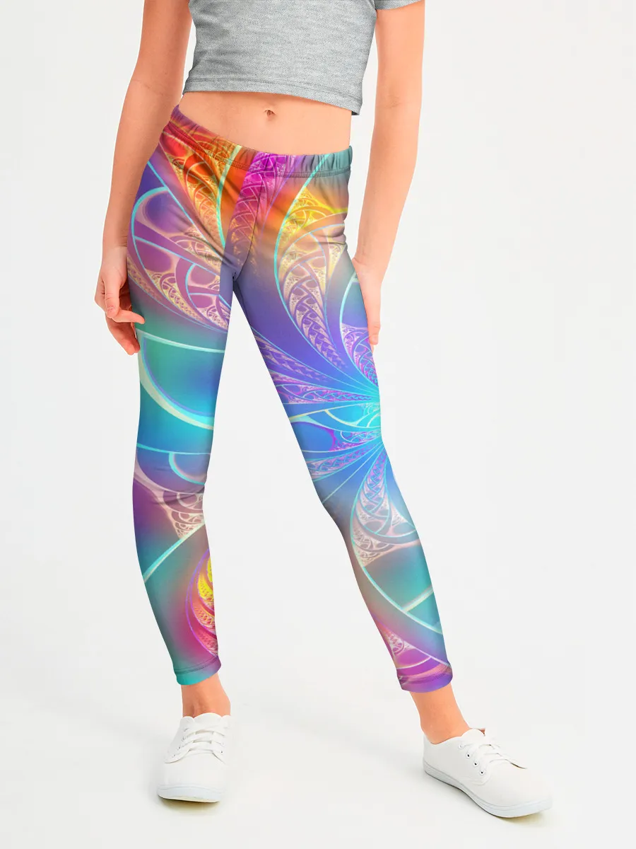 Леггинсы для девочки / Узоры / Абстракция /Неон