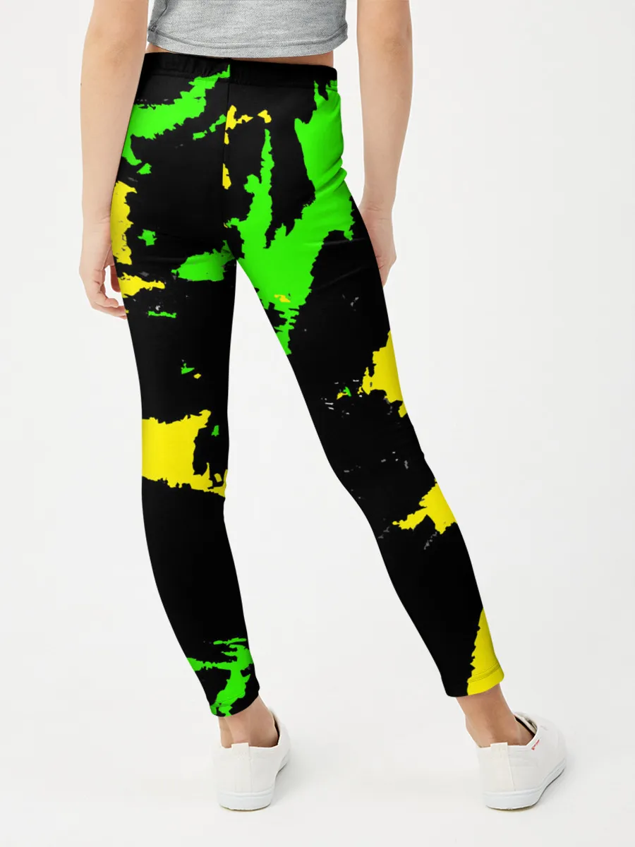 Леггинсы для девочки / Желто-зеленый