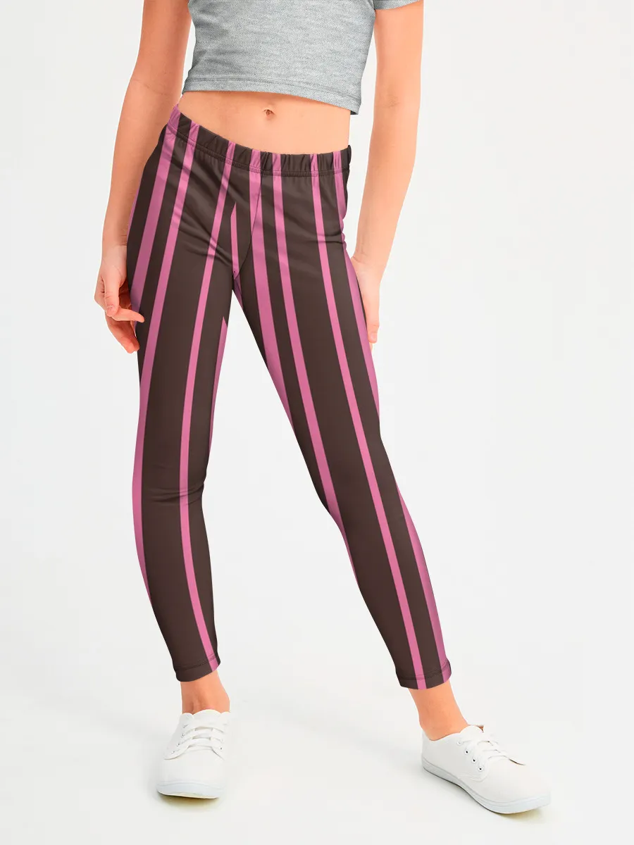 Леггинсы для девочки / Чёрно-розовые линии