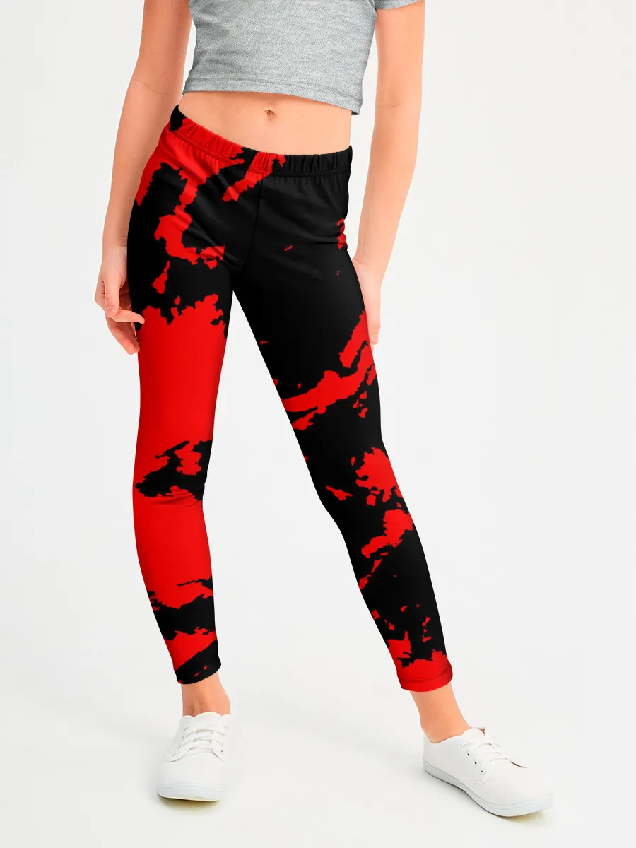 Леггинсы для девочки / Красный на черном