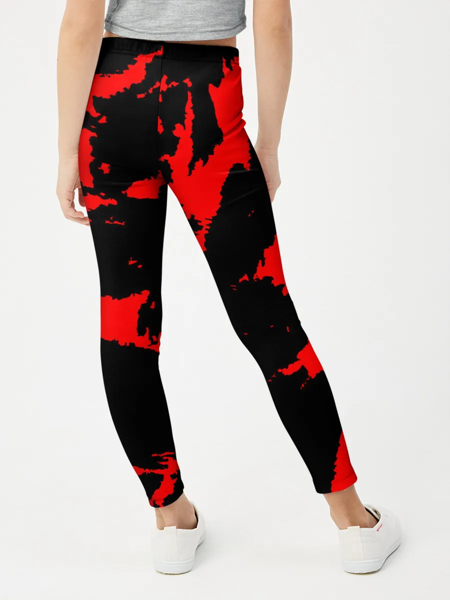 Леггинсы для девочки / Красный на черном