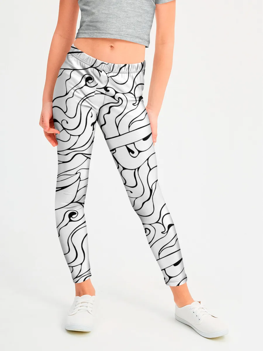Леггинсы для девочки / Черно-белые узоры