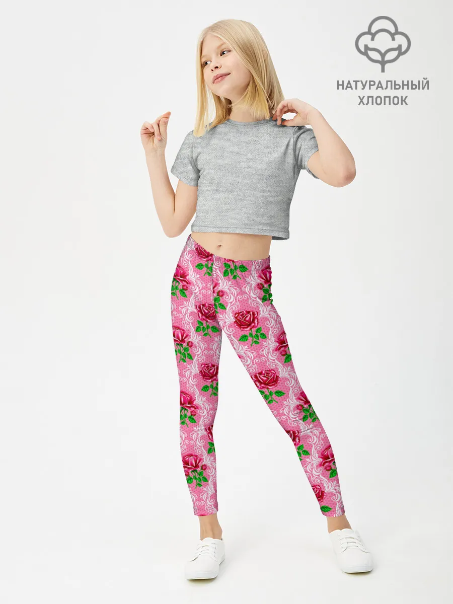 Леггинсы для девочки / Декор из нежных роз