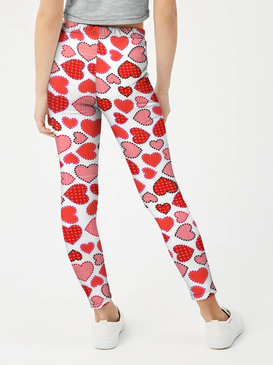 Леггинсы для девочки / Сердечки паттерн
