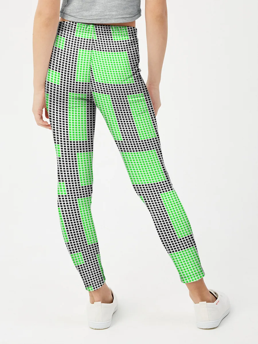 Леггинсы для девочки / Пиксели зеленые