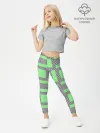 Леггинсы для девочки / Пиксели зеленые