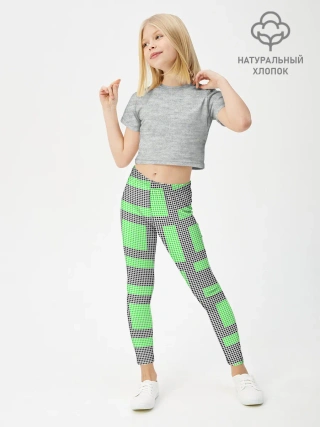 Леггинсы для девочки / Пиксели зеленые