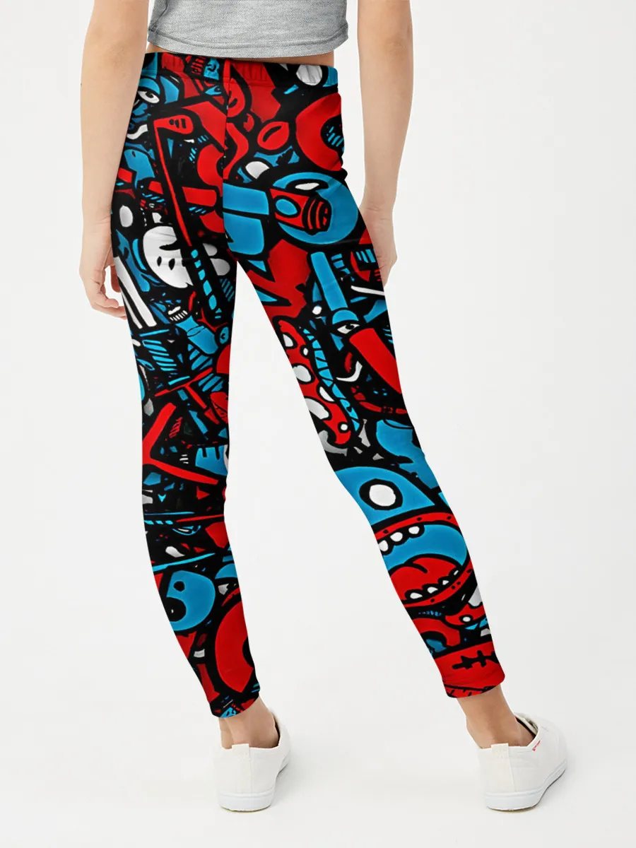 Леггинсы для девочки / Красно синие безумие