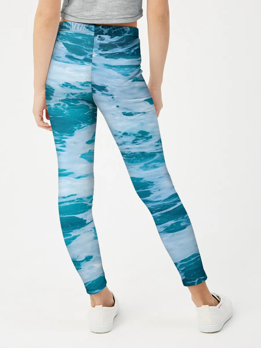 Леггинсы для девочки / Вода волны пена море