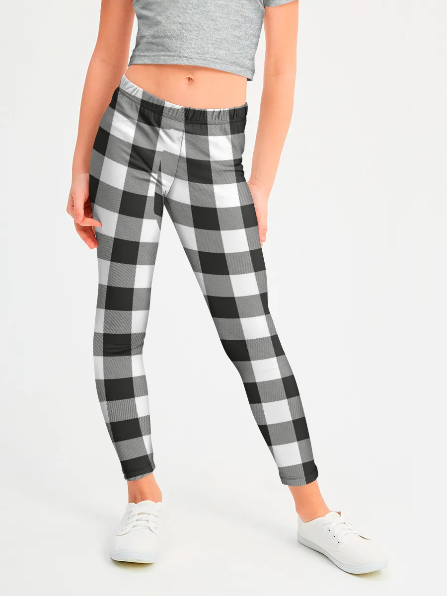Леггинсы для девочки / Черно-белая клетка
