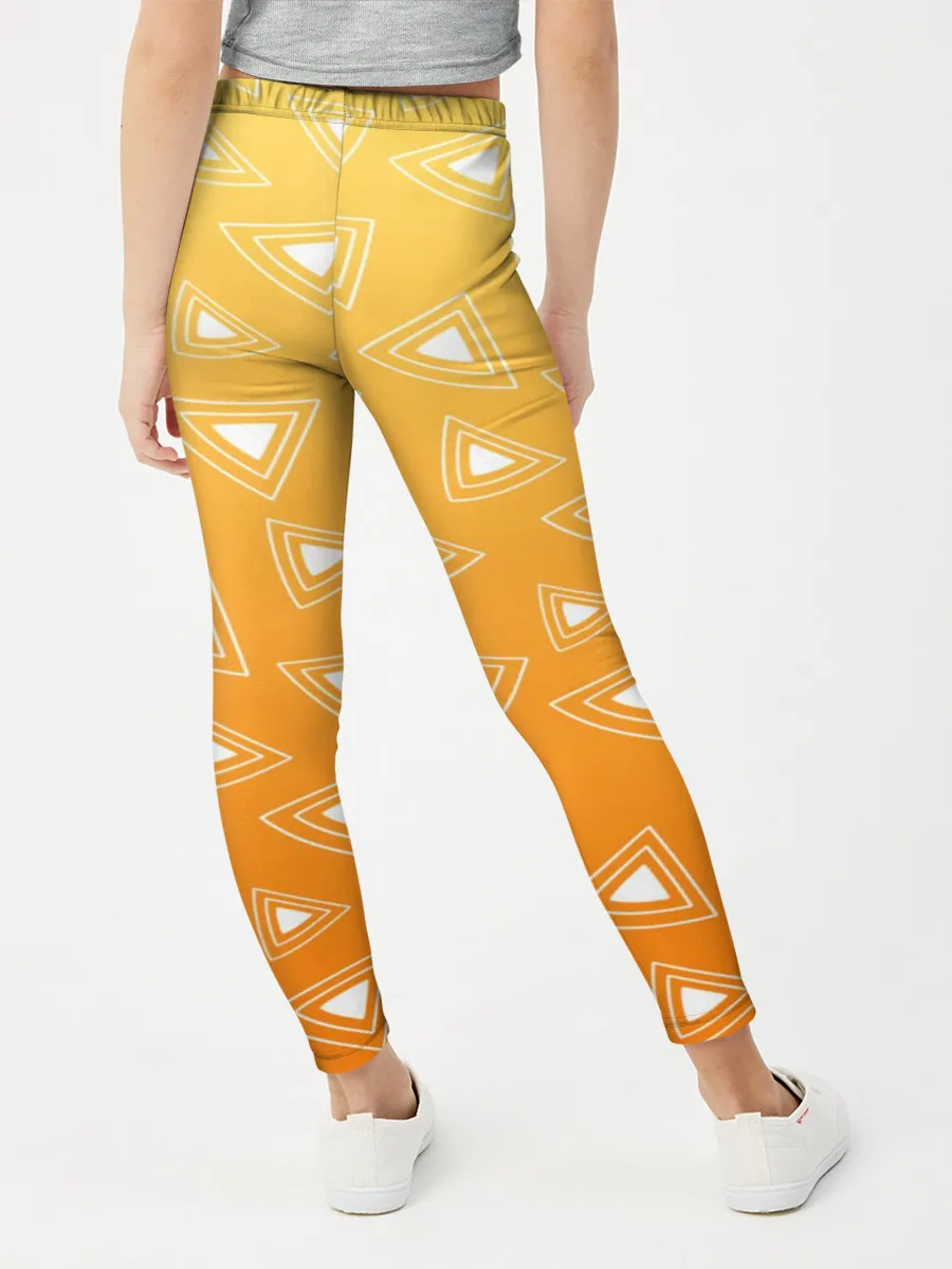 Леггинсы для девочки / Kimetsu no yaiba оранжевый паттерн
