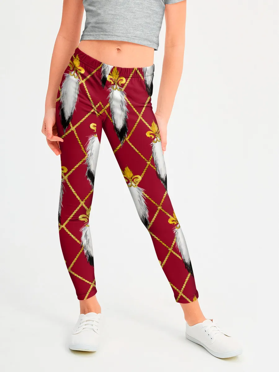 Леггинсы для девочки / Tassels red gold 3D space