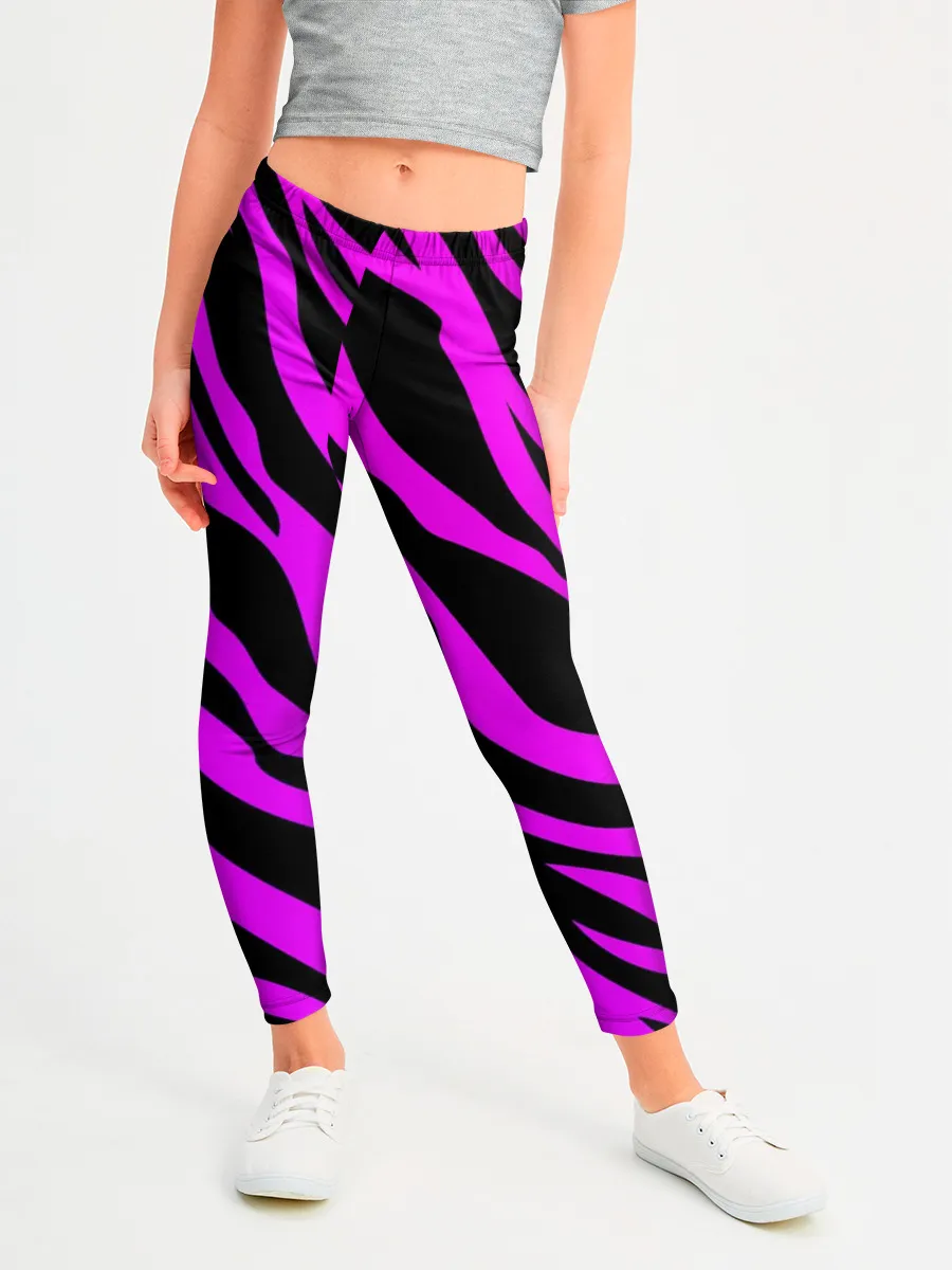 Леггинсы для девочки / Неоновая зебра