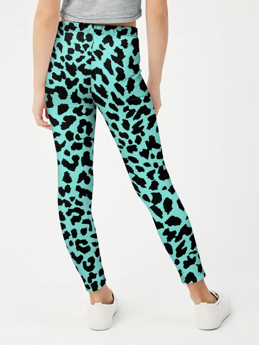 Леггинсы для девочки / ЛАЗУРНЫЙ ЛЕОПАРД