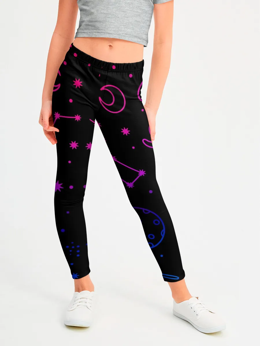 Леггинсы для девочки / Космический рисунок