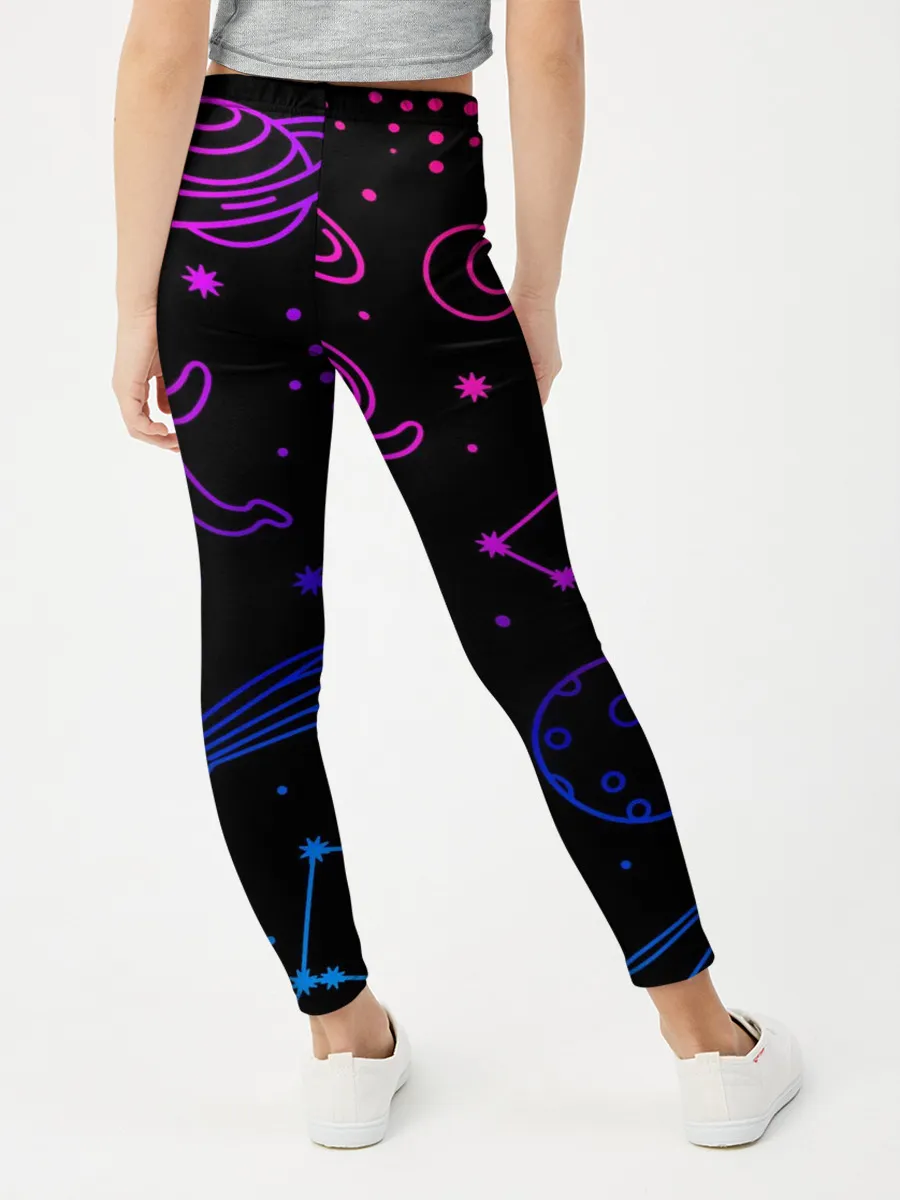 Леггинсы для девочки / Космический рисунок