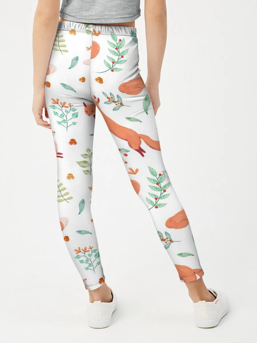 Леггинсы для девочки / Акварельные лисички