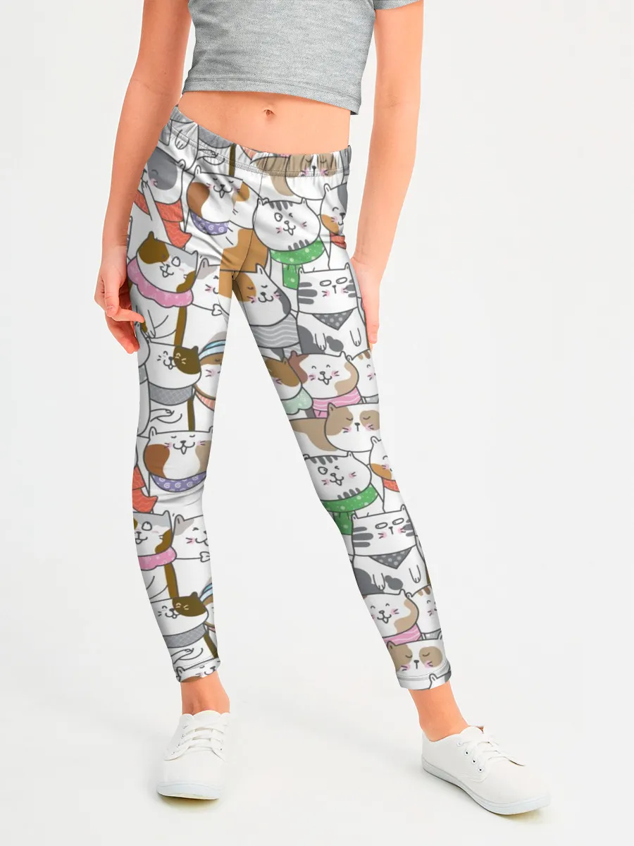 Леггинсы для девочки / Большая семья котиков