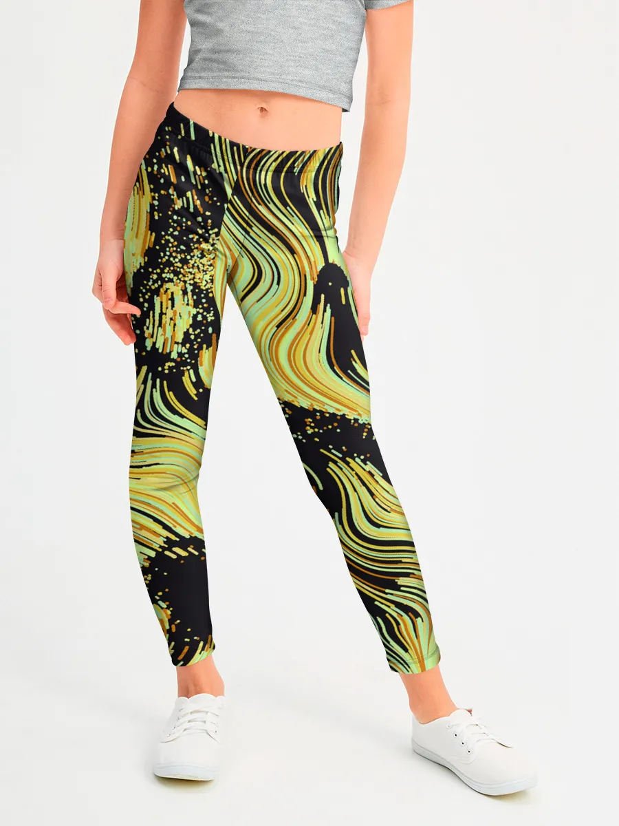 Леггинсы для девочки / Желтые линии