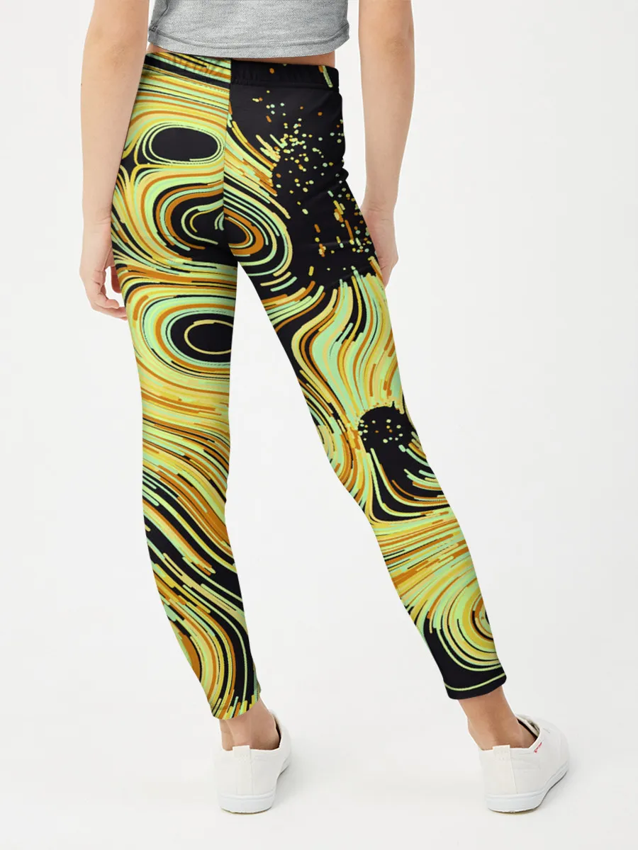 Леггинсы для девочки / Желтые линии