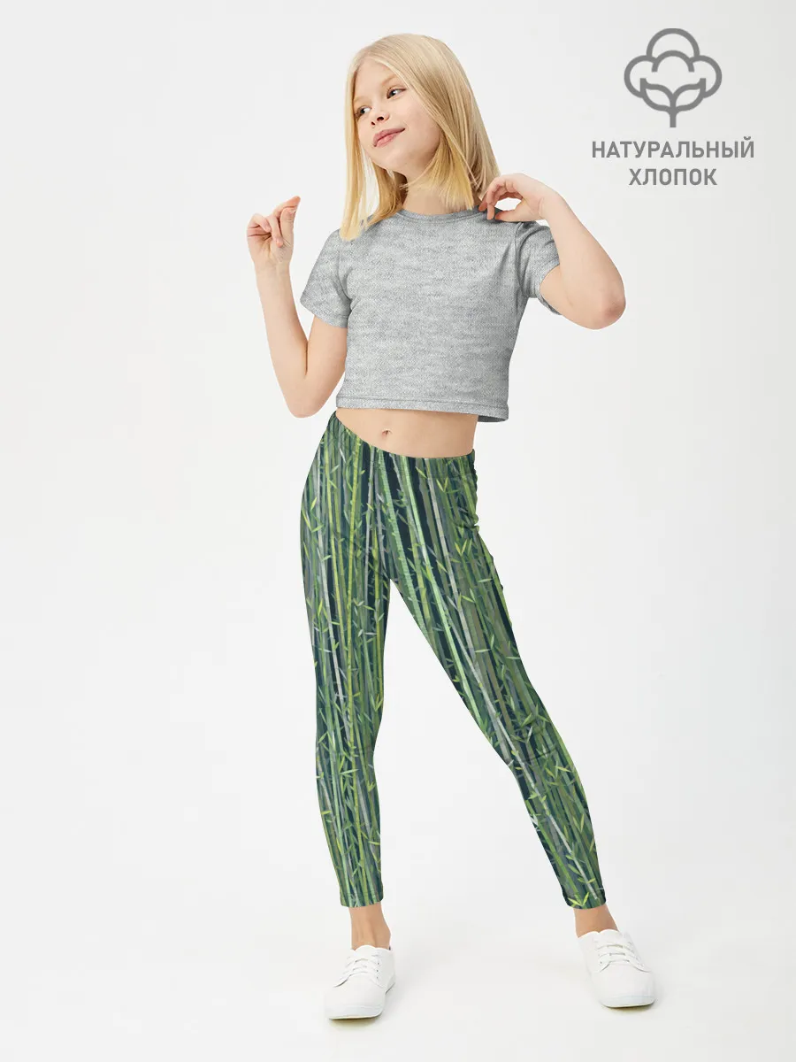 Леггинсы для девочки / Зеленый бамбук