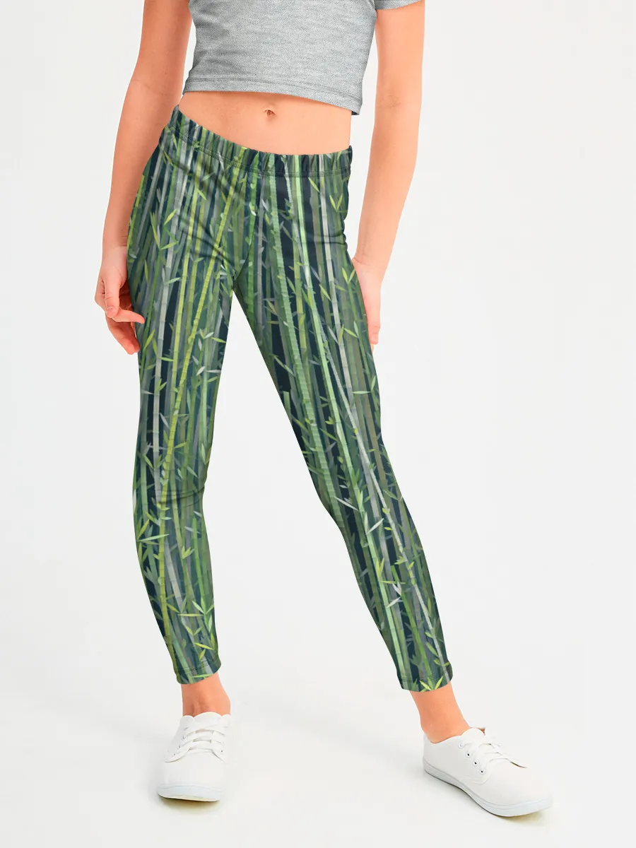 Леггинсы для девочки / Зеленый бамбук
