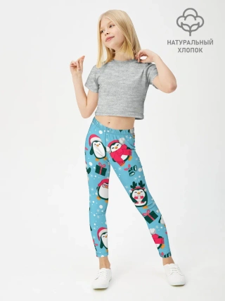 Леггинсы для девочки / Новогодние Пингвины