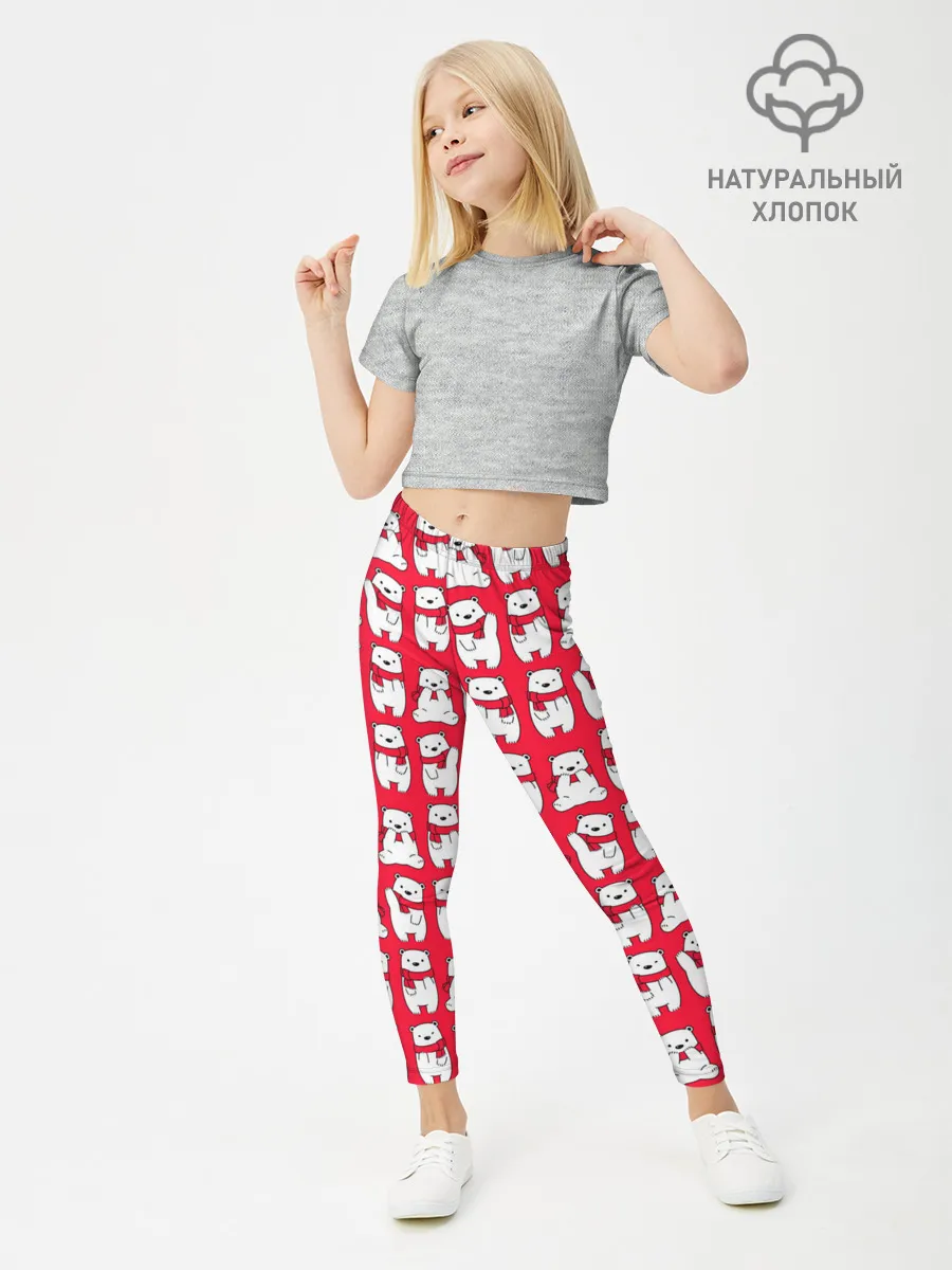 Леггинсы для девочки / Мишки в шарфиках