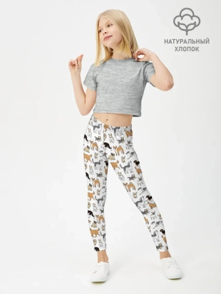Леггинсы для девочки / Узор собаки много