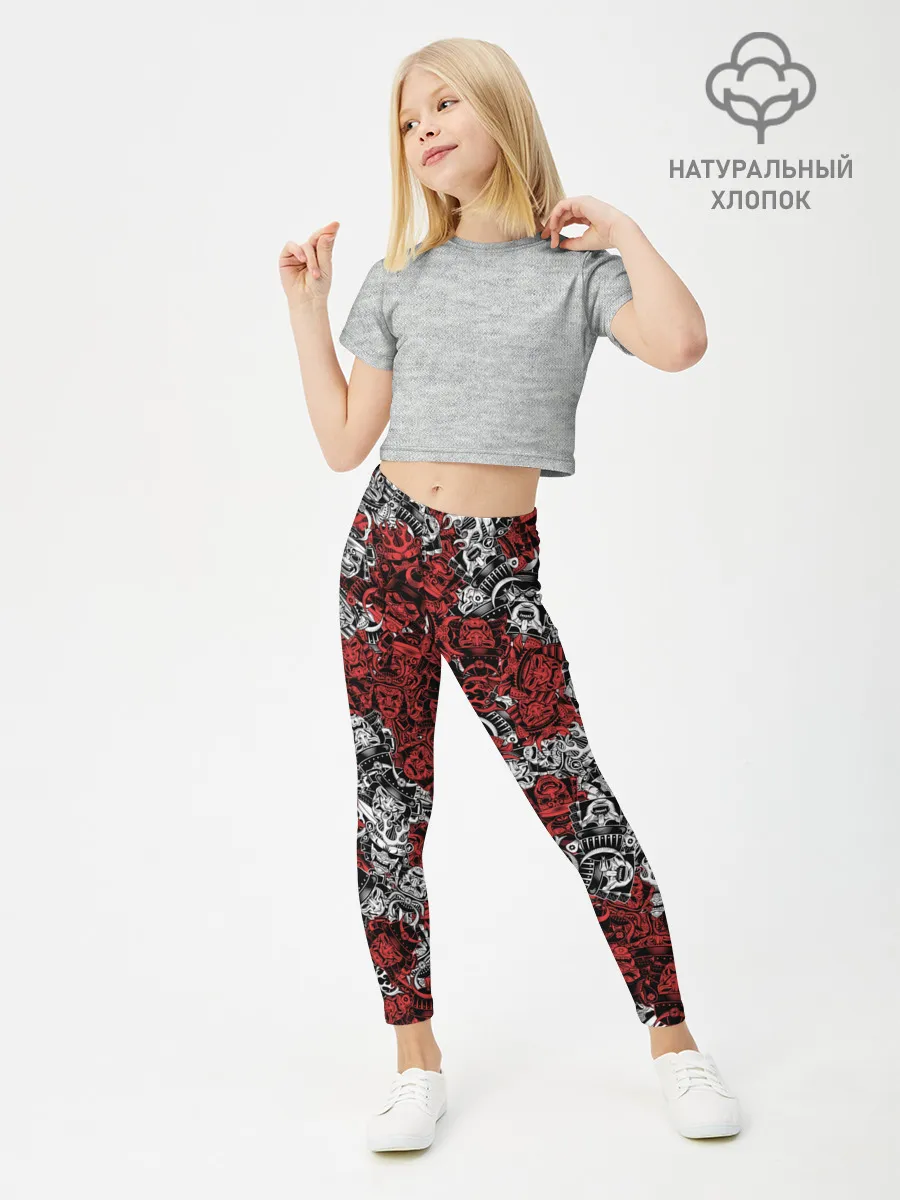 Леггинсы для девочки / Красные и Белые самураи