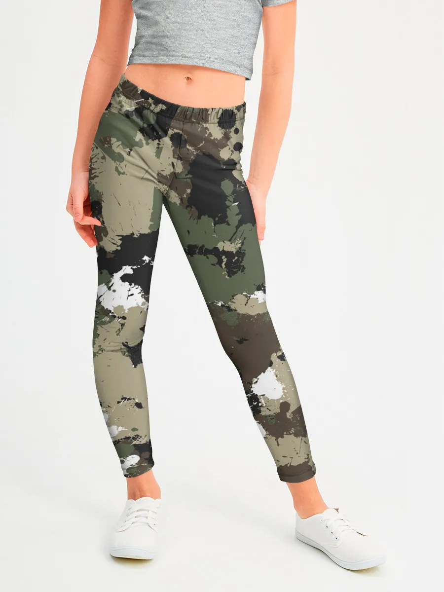Леггинсы для девочки / Камуфляж с кляксами