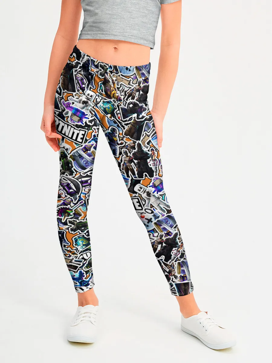 Леггинсы для девочки / Fortnite Sticker Bombing