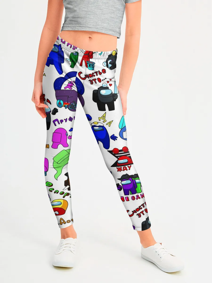 Леггинсы для девочки / AMONG US STICKERBOMBING