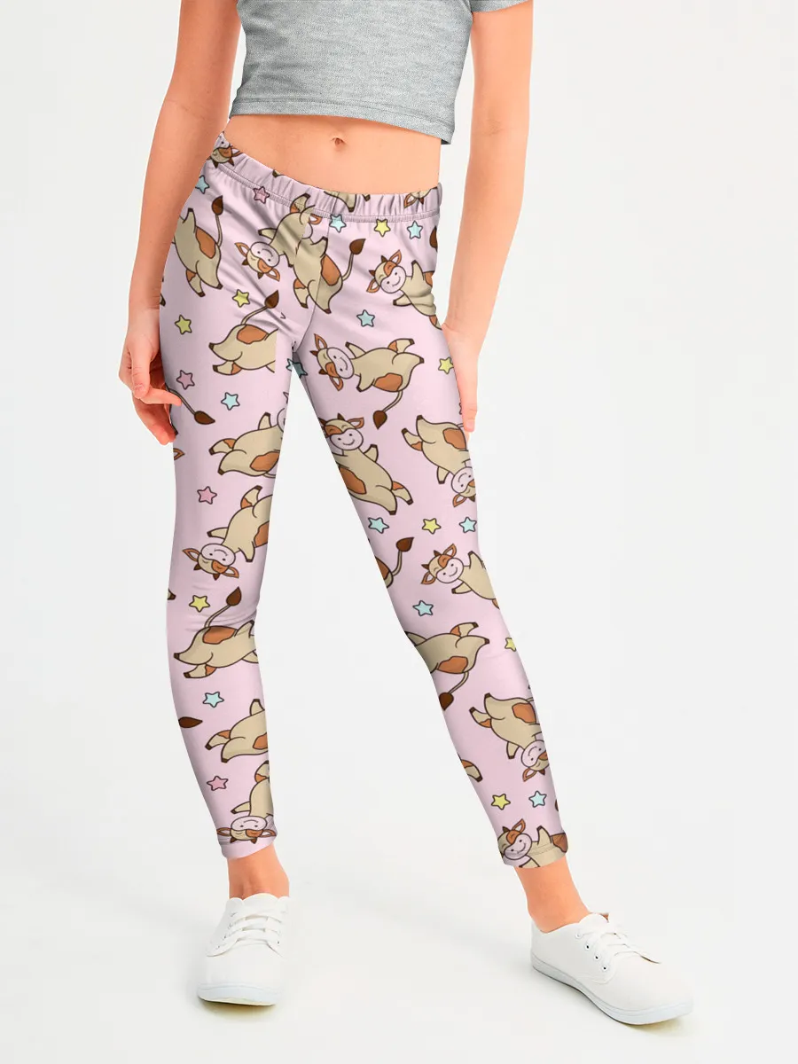 Леггинсы для девочки / Фон с бычками