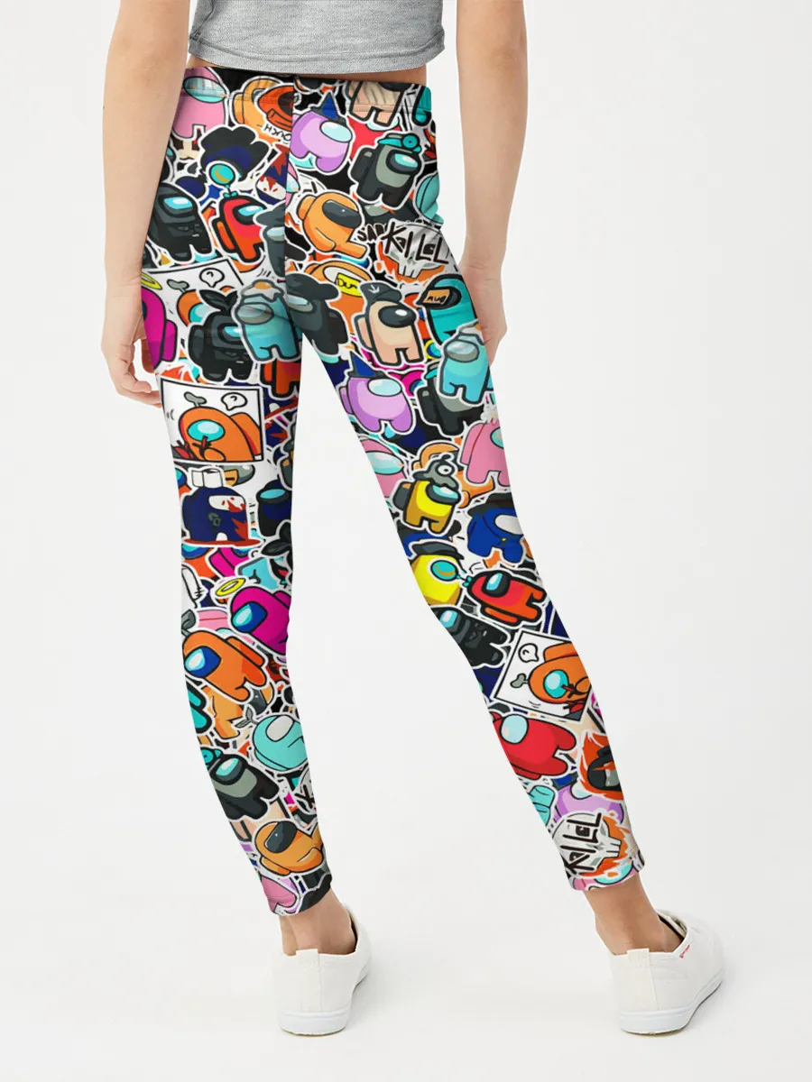 Леггинсы для девочки / Among Us sticker bombing