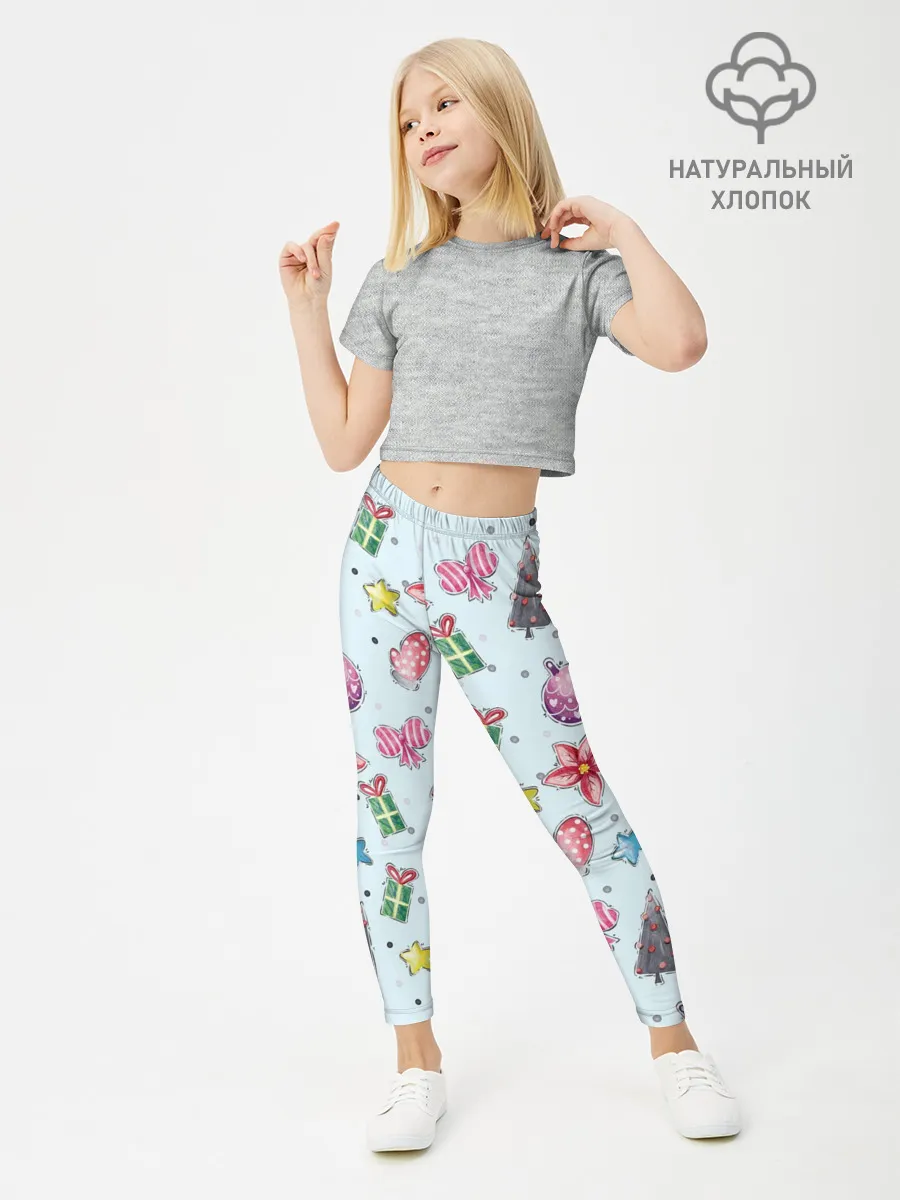 Леггинсы для девочки / новогодние игрушки