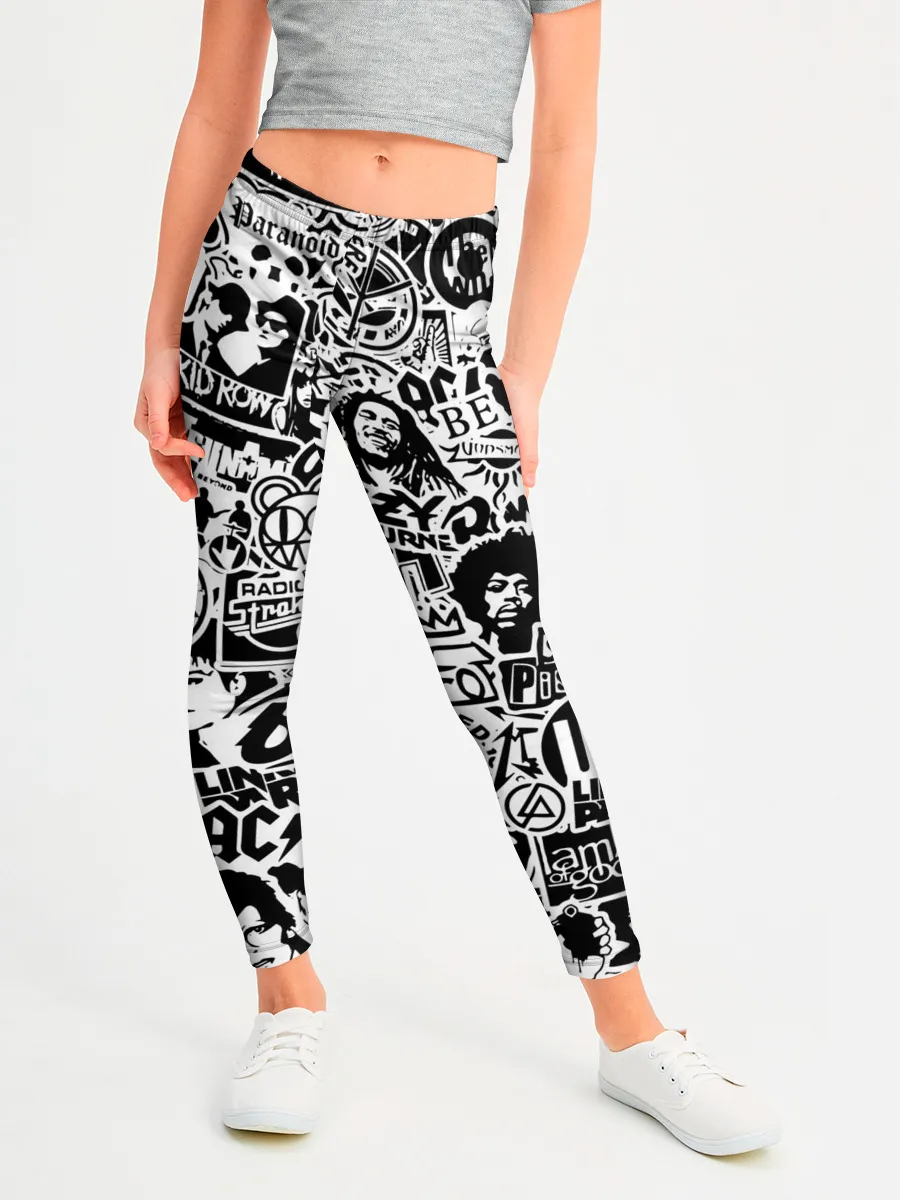 Леггинсы для девочки / Rock Band Logos