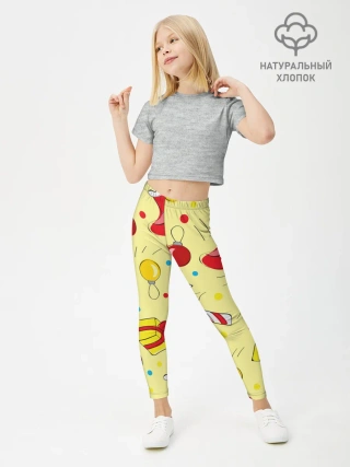 Леггинсы для девочки / Новогодний узор на желтом фоне