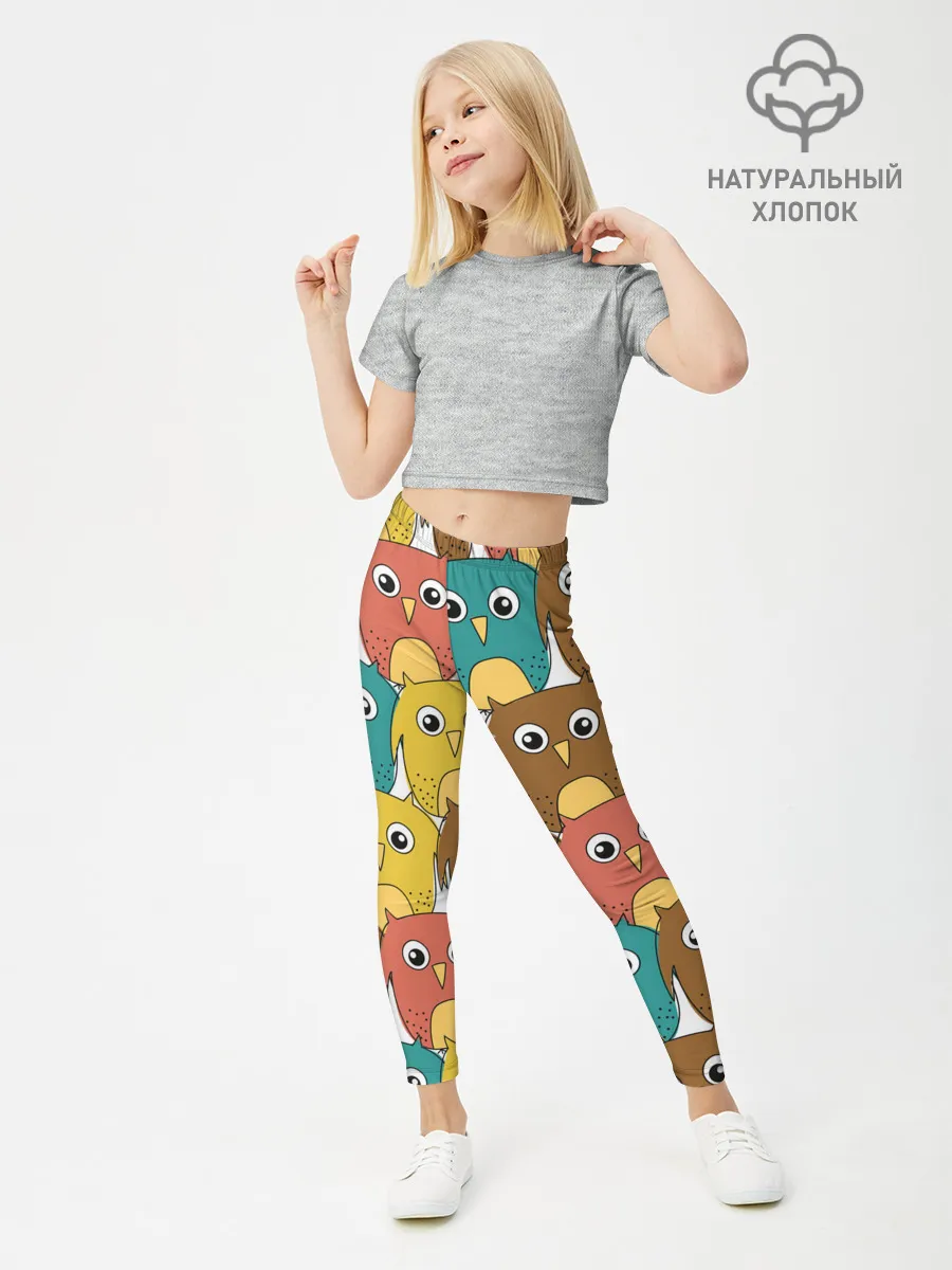 Леггинсы для девочки / Разноцветные совы