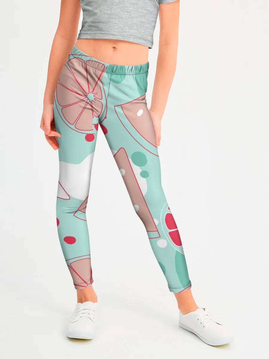 Леггинсы для девочки / Арбузно-цитрусовый узор