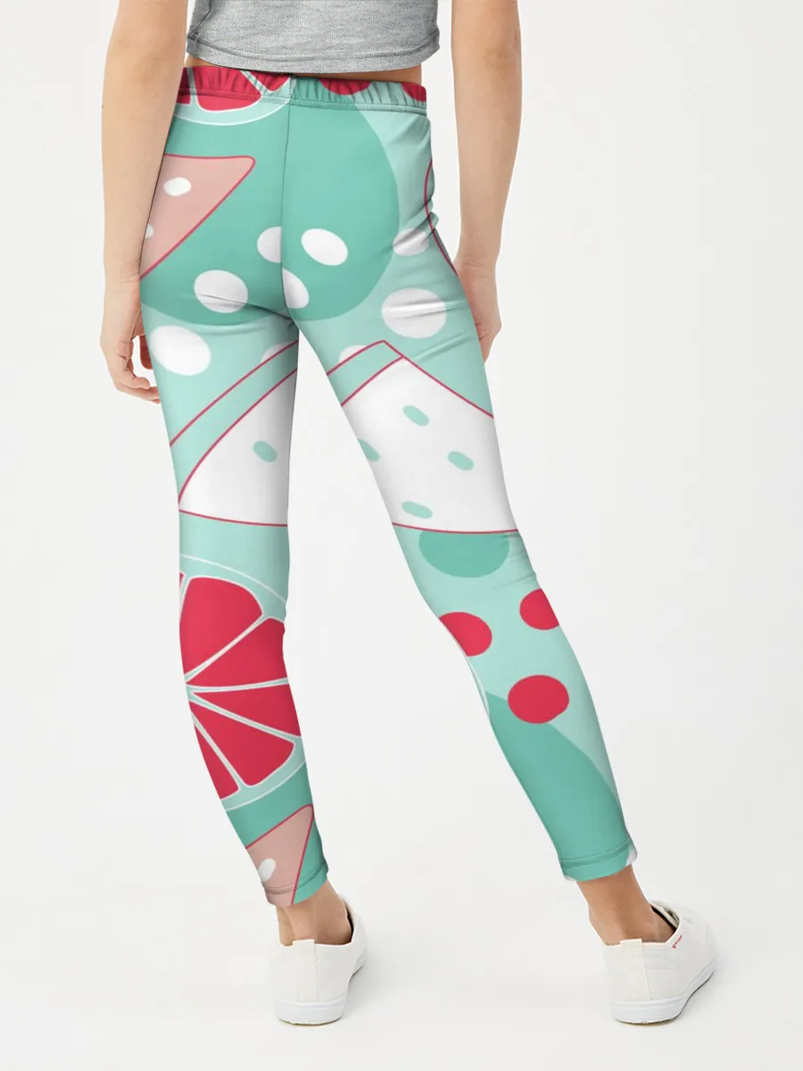 Леггинсы для девочки / Арбузно-цитрусовый узор