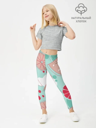 Леггинсы для девочки / Арбузно-цитрусовый узор
