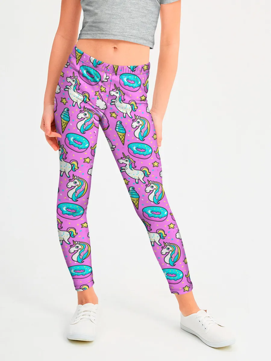 Леггинсы для девочки / Единороги и пончики