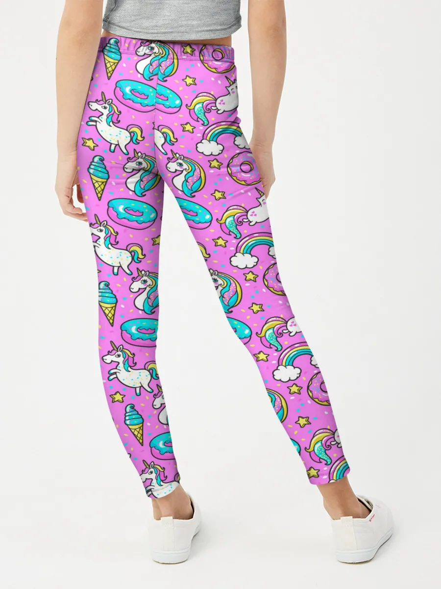 Леггинсы для девочки / Единороги и пончики