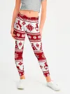 Леггинсы для девочки / Новый Год | Олени и снежинки
