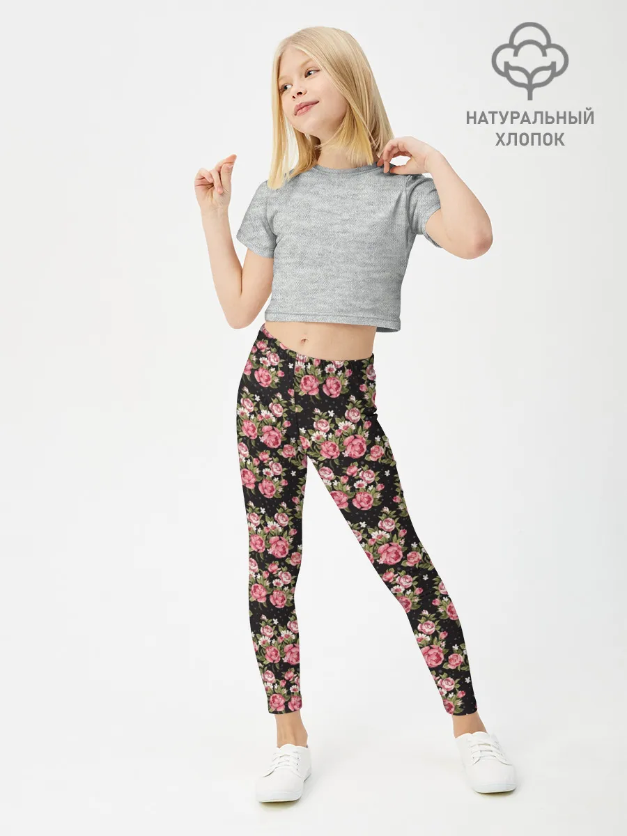 Леггинсы для девочки / Узор цветочек
