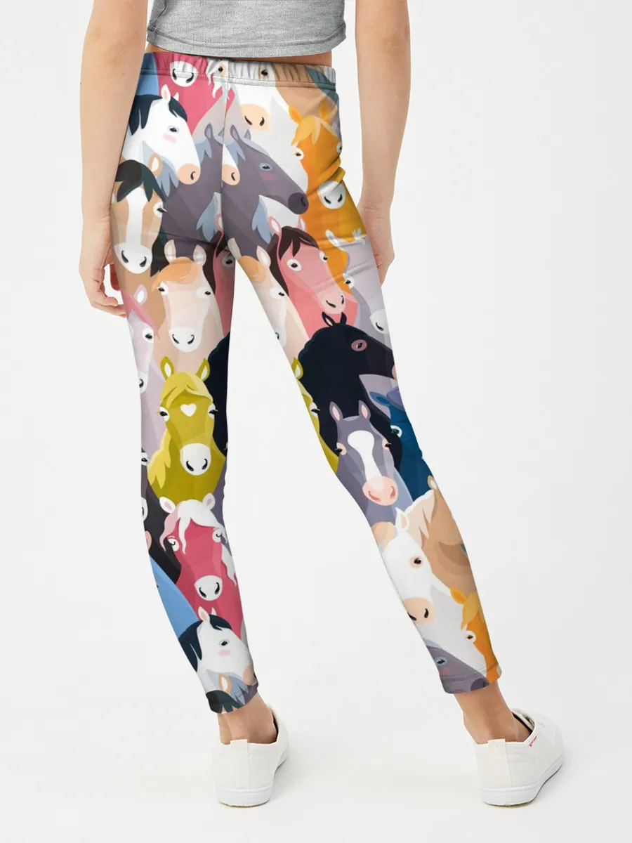 Леггинсы для девочки / цветные лошади