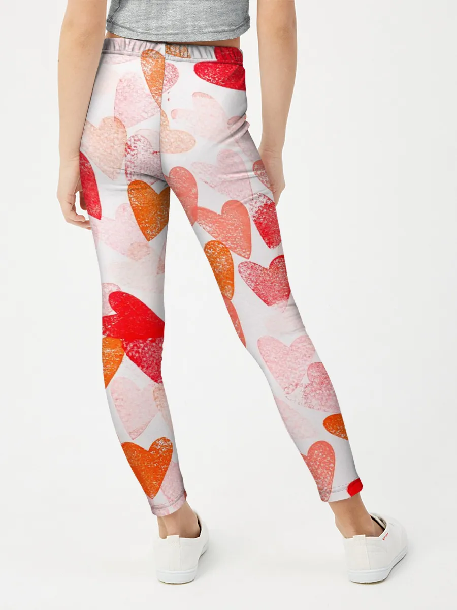 Леггинсы для девочки / Ванильные сердечки