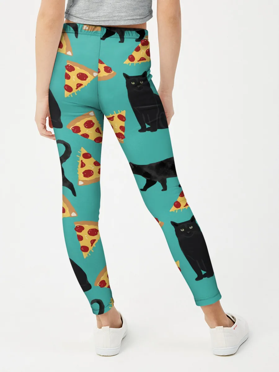 Леггинсы для девочки / Котики и Пиццы
