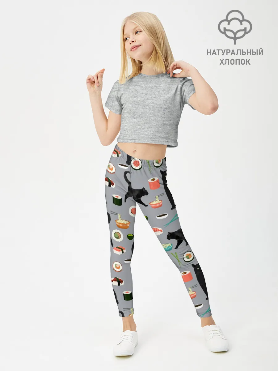 Леггинсы для девочки / Котики и Суши